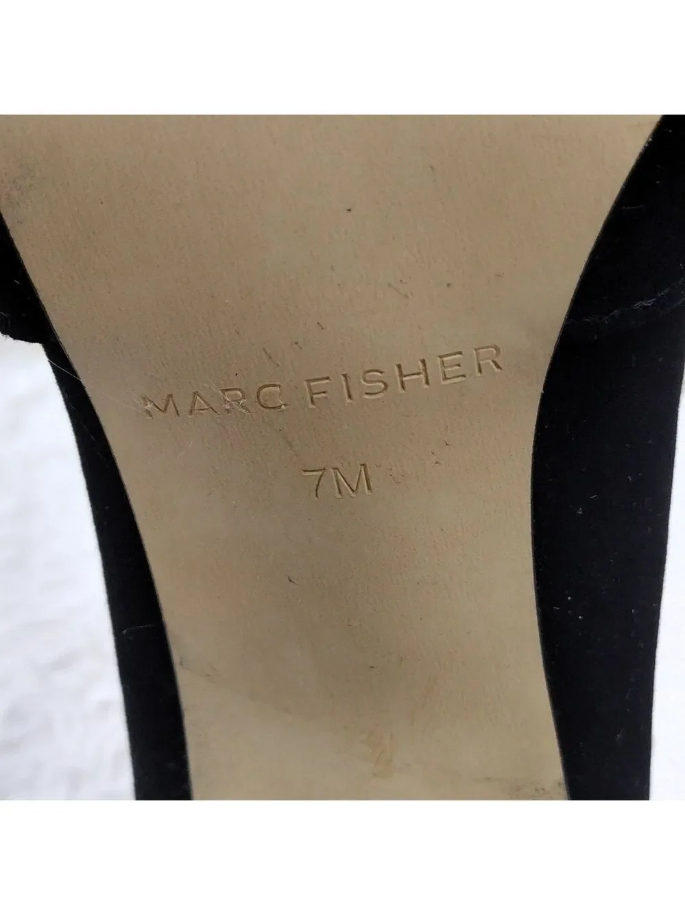 Marc Fisher Caila Black Suede Upper Round Toe Block High Heel Slip On Shoe